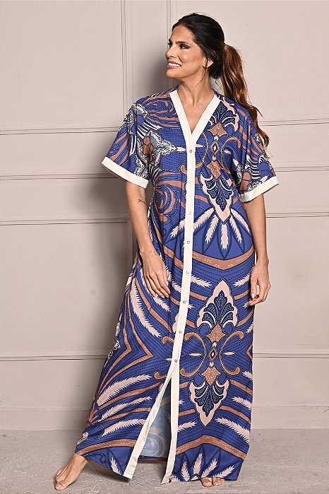 Camisola Chic com Botoes Azul 11814
