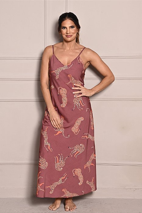 Camisola Longa SlipDress Ayla Marrom 11815