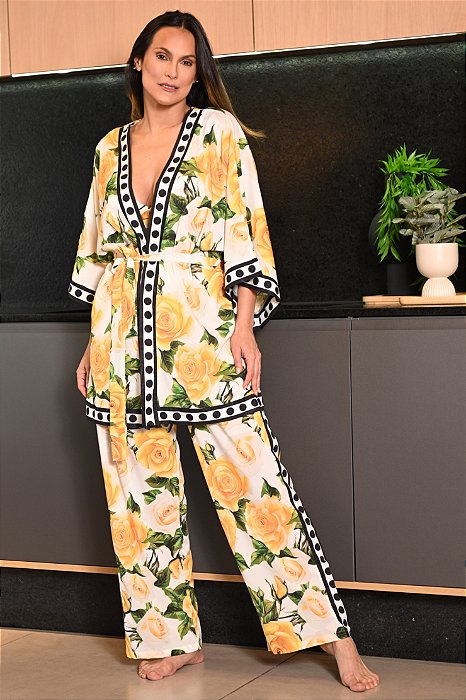 Conjunto Trio (Trijunto) com Top Lina Floral 11881