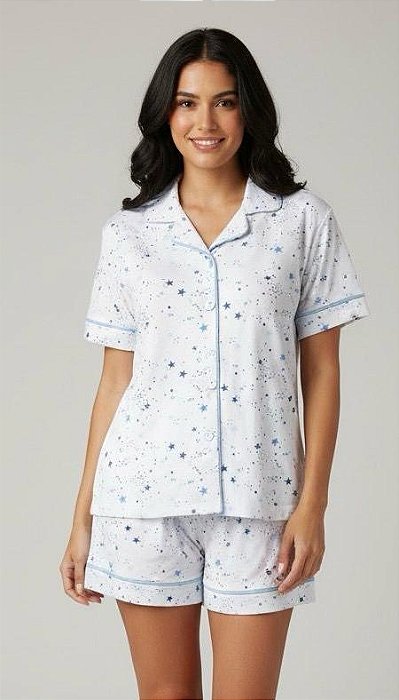 Pijama Short Doll com Botoes Serena Estrela 11848