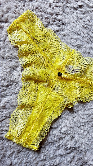 Calcinha Biquini Fio Dental Rendada Ana Amarelo 11887