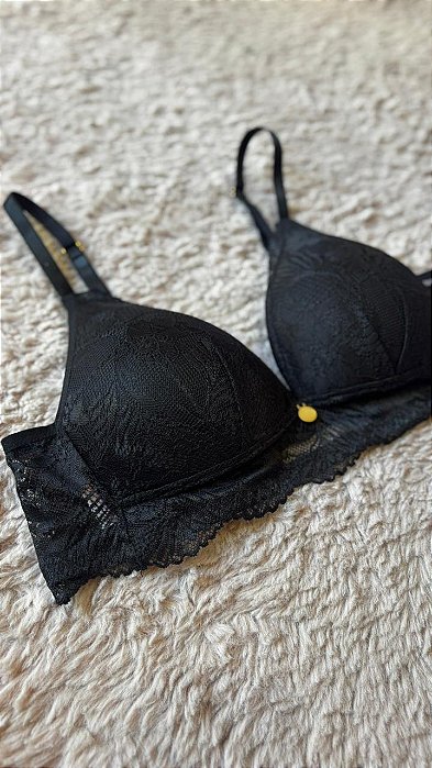 Sutia com Bojo Triangulo sem aro Rendado Ana Preto 11891