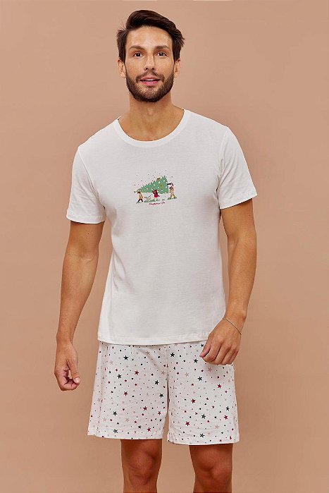 Pijama Curto Masculino Natal Estampado 11903