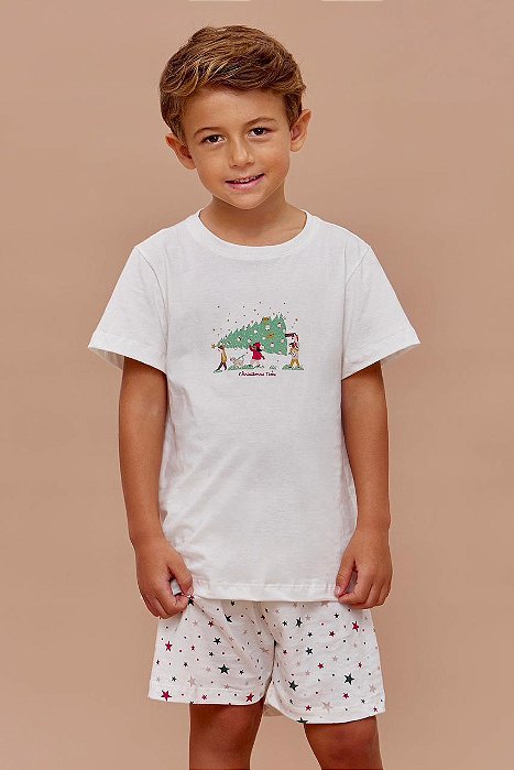 Pijama Curto Menino Natal Estampado 11904