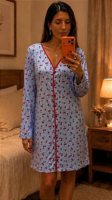 Camisola Chanel com botões Fabi Estampa Cereja 11935