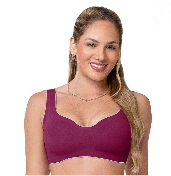 Sutiã Top sem Costura com Bojo Removivel TECH Marsala 11801
