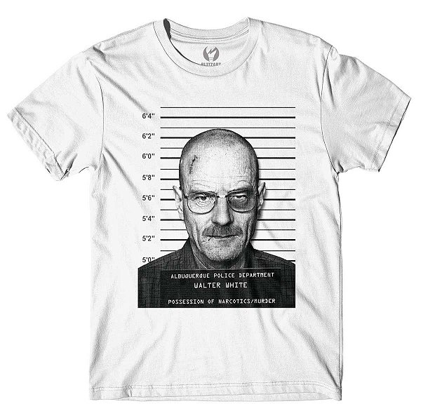 Camiseta Breaking Bad Heisenberg Mugshot - Branca