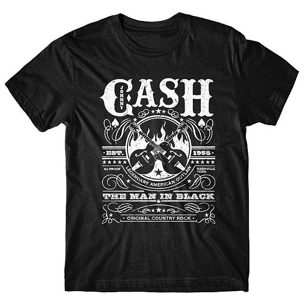 Camiseta Johnny Cash Est. 1955 - Preta