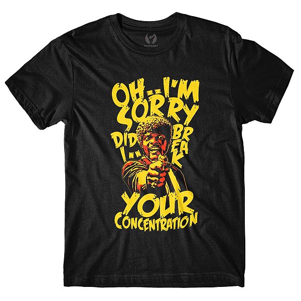 Camiseta Pulp Fiction Break Your Concentration - Preta