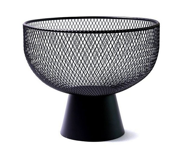 Centro de mesa em metal com base - preto