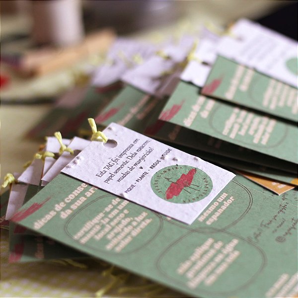 Kit 50 TAGs + 50 Cartões Papel reciclado e Papel semente