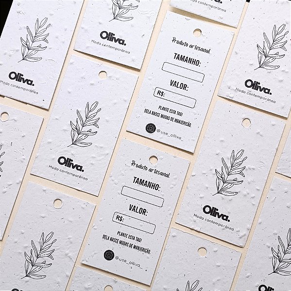 TAG para vestuário 9X5 cm Papel Semente