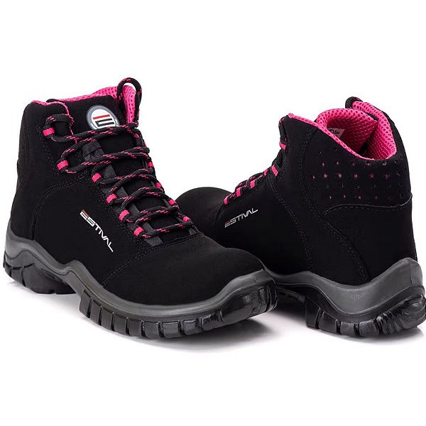 Bota Estival Feminino Amarrar Microfibra Forro Rosa Bico Pvc EN1007 CA 44558