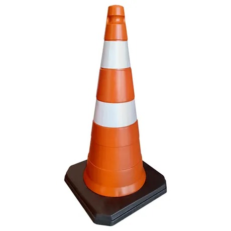 Cone Sinalização 75cm com Sapatas Laranja com Branco Refletivo PL4060 - Plastcor