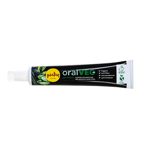 Creme Dental Carvão Ativado com Malaleuca e Aloe Vera Oralveg - Piatan