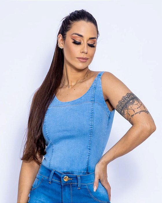 Blusa Jeans com Alcinha - LA CASA DA PRINCESA