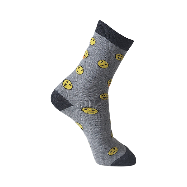 MEIA POLO SOCIAL DIVERTIDA EMOJI - CINZA