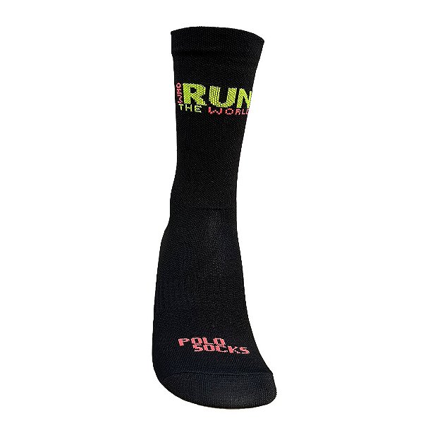 Meia Ciclismo e Corrida - Run the World Preto