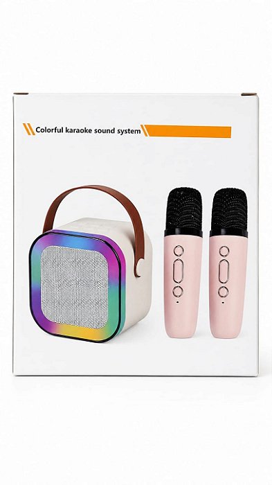 Caixa de Som Karaokê Bluetooth com 2 Microfones