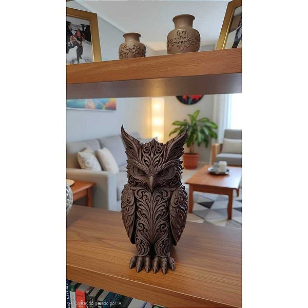 Estatueta de Coruja Decorativa 3D Premium Design moderno 22cm