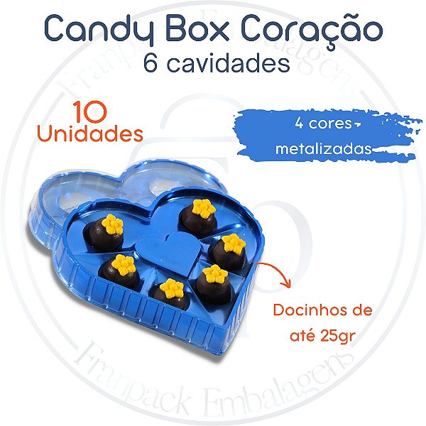 10un Caixa para 6 doces Candy box coração Flip Festas