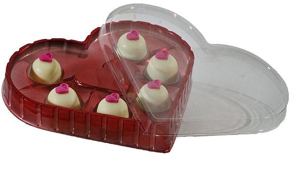 10un Candy Box Coração 6 Cavidades Flip Festas