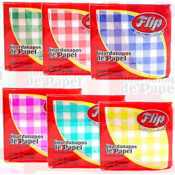 50un Guardanapo Xadrez 20cmx21cm - Flip Festas