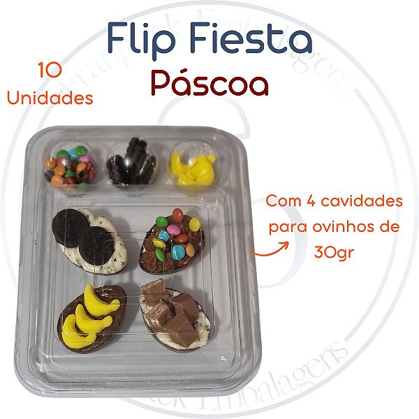 10 un Embalagem Mini ovinhos 30gr Flip Fiesta Páscoa