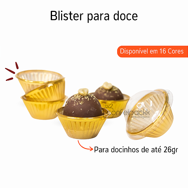 Blister para docinho com tampa bolha Candy Cup Flip Festas