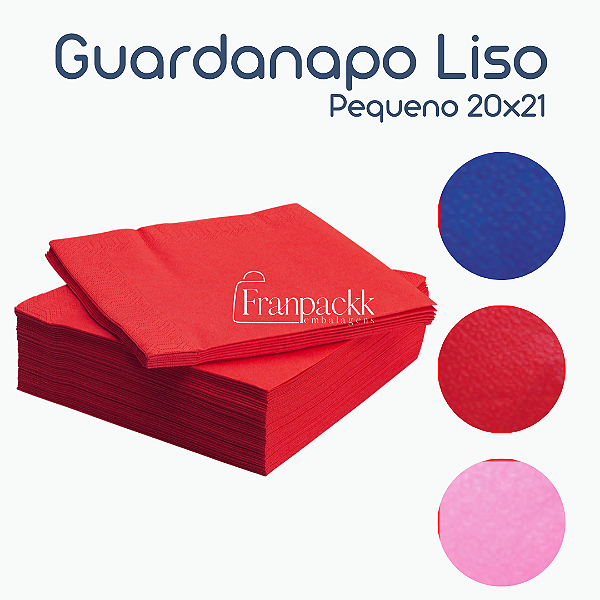 50un Guardanapo Liso Colorido Pequeno 20cmx21cm  - Flip Festas