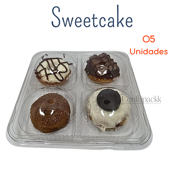 05un Embalagem para mini donuts com tampa bolha Sweetcake - Flip Festas