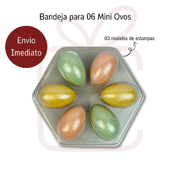 05 / 10 / 15 / 20un de Bandeja para 6 ovos de páscoa 50gr - Flip Festas