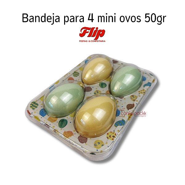 Bandeja para 4 mini ovos de páscoa 50gr