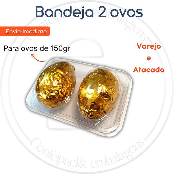05 / 10 / 15 / 20un de Bandeja para 2 ovos de páscoa 150gr - Flip Festas