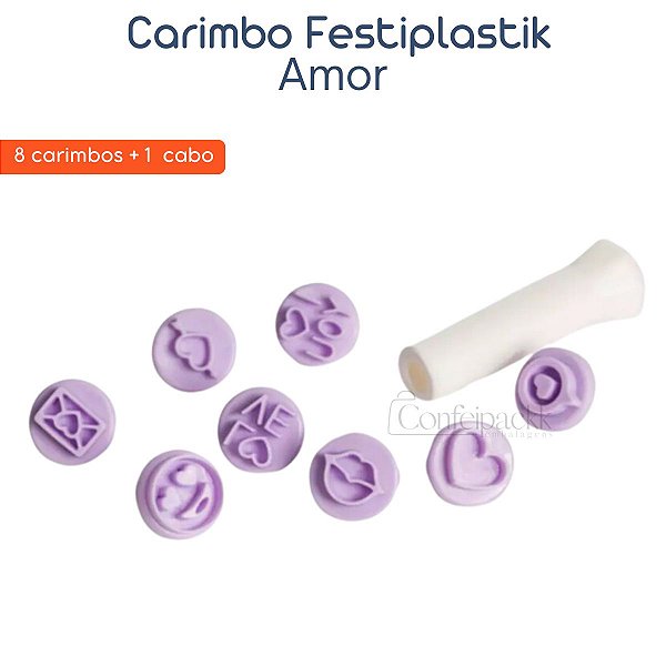 Kit Mini Carimbos Amor Festiplastik Rosa 2cm