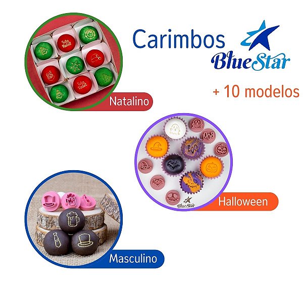 Kit Carimbos para massas e brigadeiros rosa - BlueStar