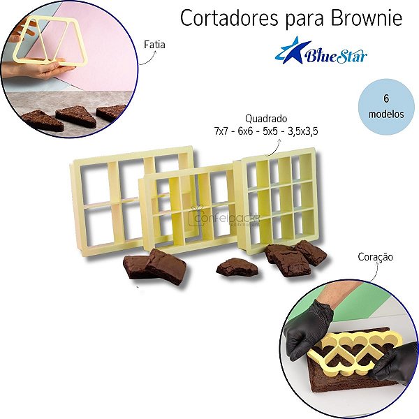 Cortador de brownie quadrado 5x5 6x6 7x7 coração e fatia - Blue Star