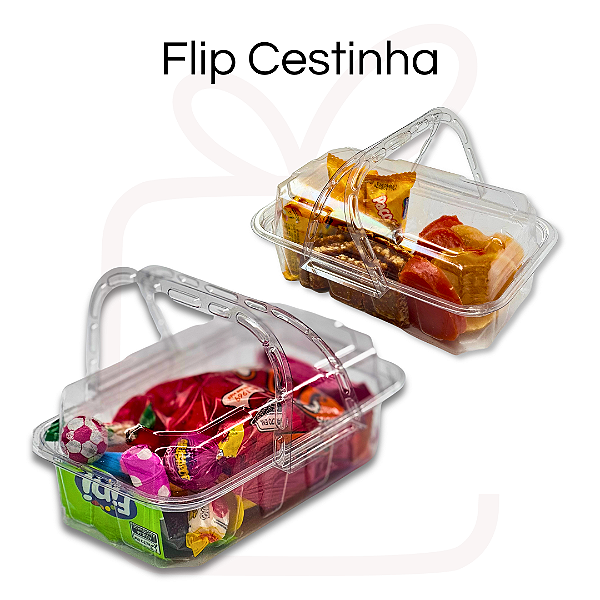 6 / 12 / 24 / 30UN FLIP CESTINHA MINI CESTINHA PIQUENIQUE TRANSPARENTE