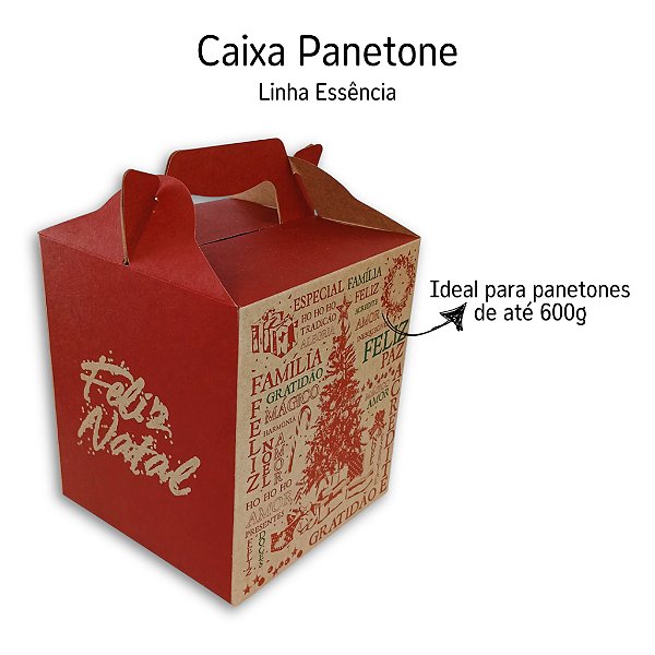 10un CAIXA PANETONE 500G MALETA COM ALÇA LINHA ESSENCIA IDEIA EMBALAGENS