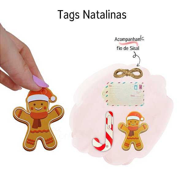 20un Tags Natalinas com Fio de Sisal Stickr
