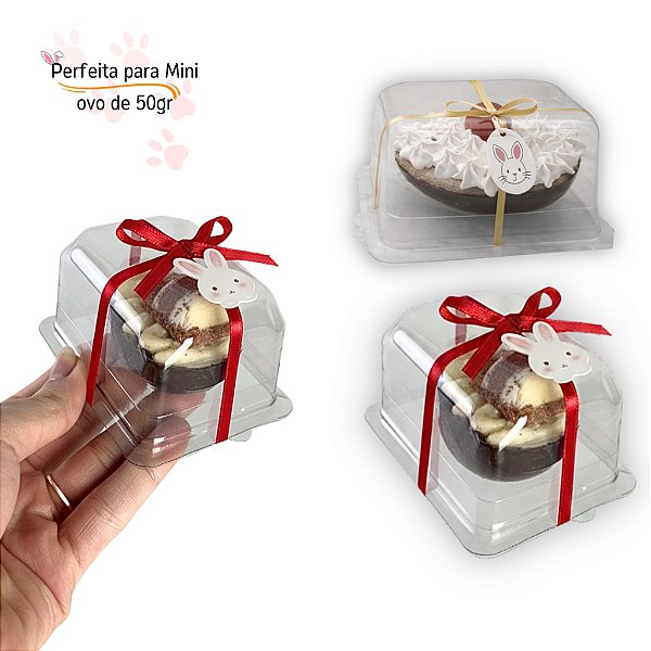 Embalagem para Mini Ovo de Páscoa 50g Transparente | Porta Ovo Flip Festas