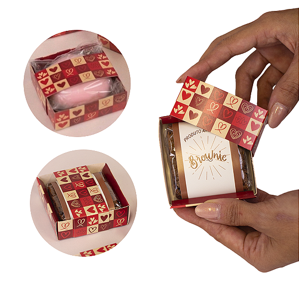 Caixinha Para Brownie Corações Linha Amor