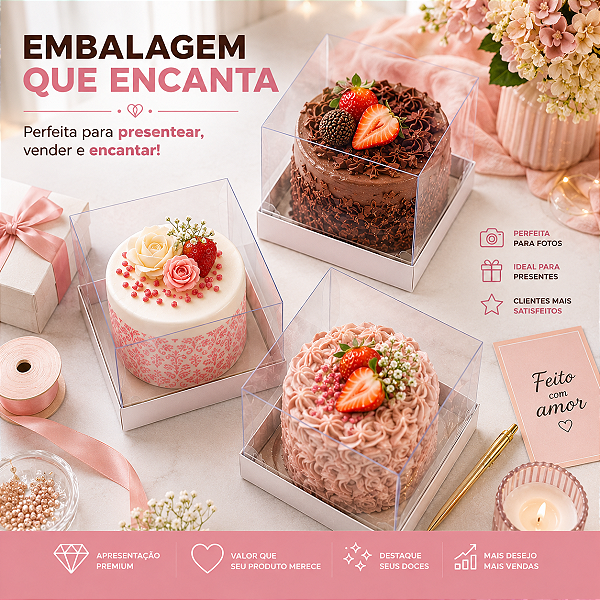 10un Caixa Premium Bento Cake Transparente Mini Bolo Brownie