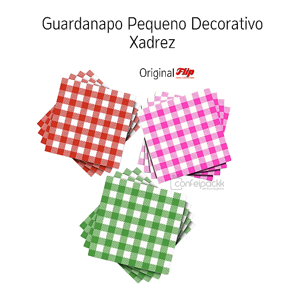 50un Guardanapo Xadrez Pequeno 20cmx21cm - Flip Festas