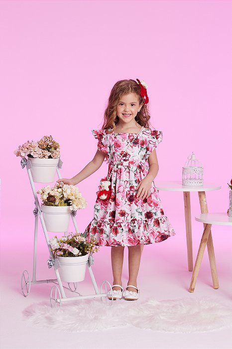 Cantinho Moda Kids Vestido Infantil Feminino Floral Vermelho Natal - Loja  Cantinho Moda Kids as melhores marcas de roupas infantil, bebê, crianças