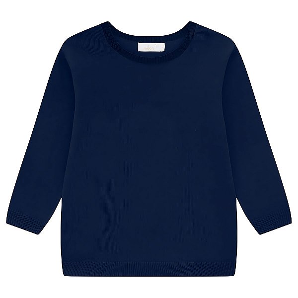 Sueter Infantil Tricô Decote Redondo Básico Moderno Macio