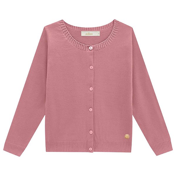 Cardigan Casaquinho Casaco Tricô Tricot Menina Rose Preto