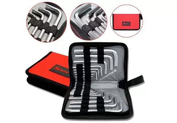 Jogo de Chaves Torx e Allen Hexagonais CRV 18 Peças MTX