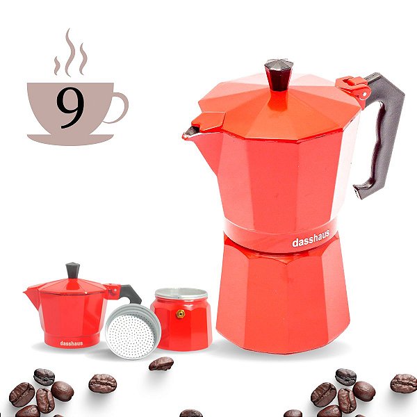 CAFETEIRA ITALIANA PARA 09 CAFES VERMELHA DASSHAUS