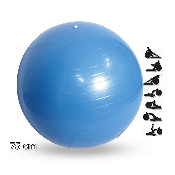 Bola funcional ginástica azul yoga pilates 75cm resistente